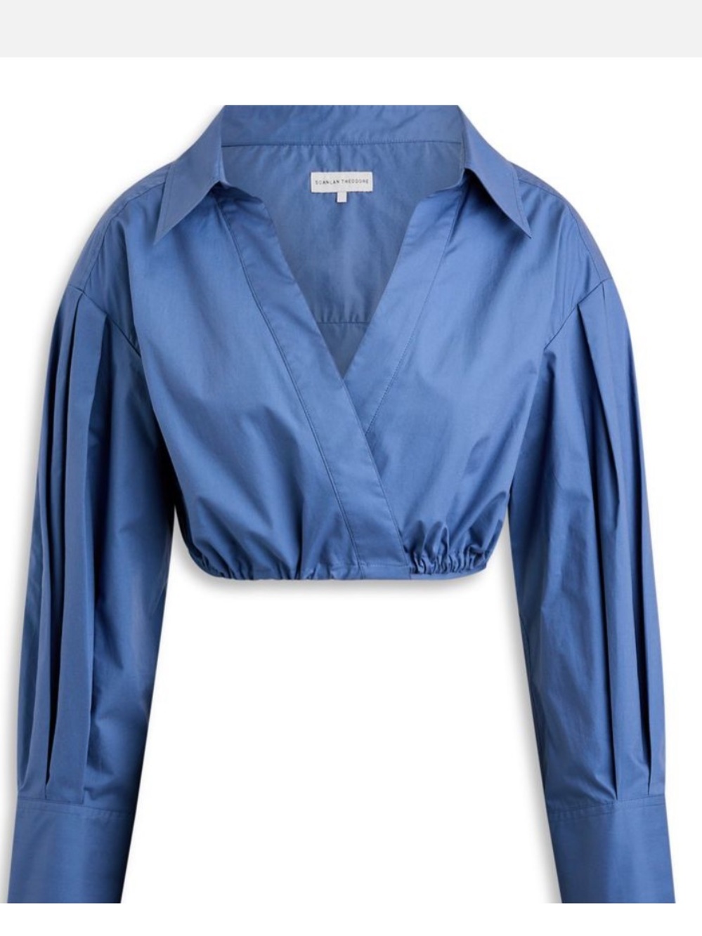 Scanlan Theodore Blue Cropped Button-Down Wrap Shirt